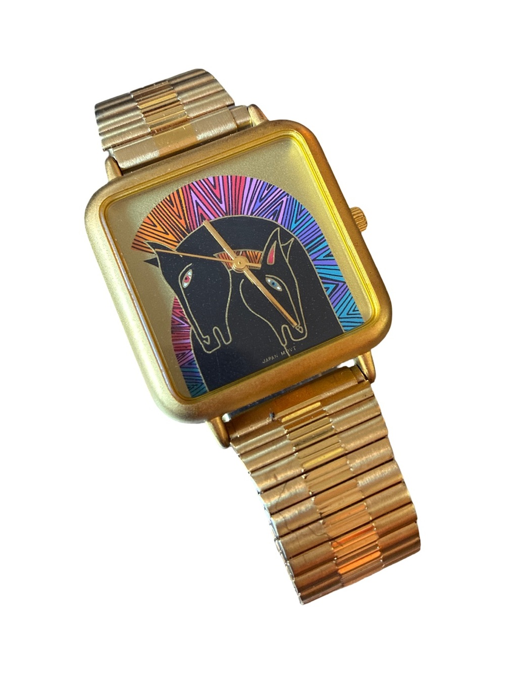 Laurel Burch “Embracing Horses” Gold-Tone Square Watch